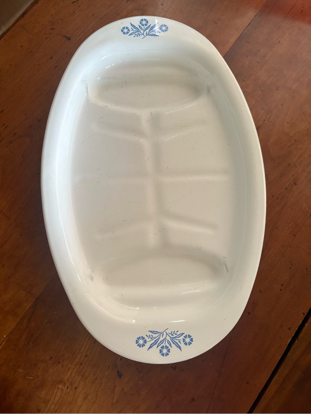 Vintage Corningware Cornflower Blue Oval P-19 Meat Roaster Serving Platter